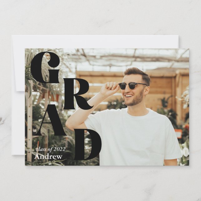 Black Modern Graduation Announcement Grad Party (Framsida)