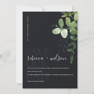 BLACK MODERN GRÖNT EUCALYPTUS FOLIAGE WATERCOLOR SPARA DATUMET