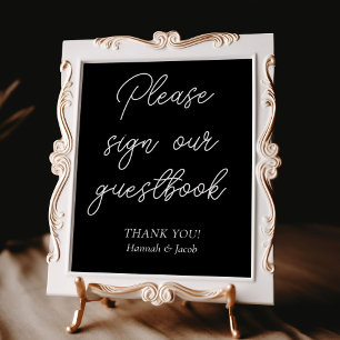 Black Modern Guestbook Bröllop-tecken Poster