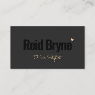 Black Modern Hair Stylist Guld Heart Visitkort