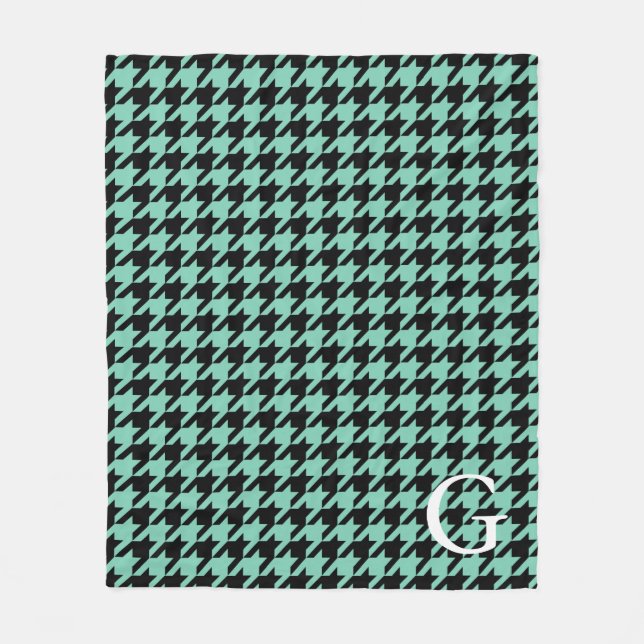 Black Modern Houndstooth Fleecefilt (Framsidan)