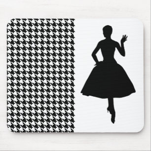 Black Modern Houndstooth med mode Silhouette Musmatta