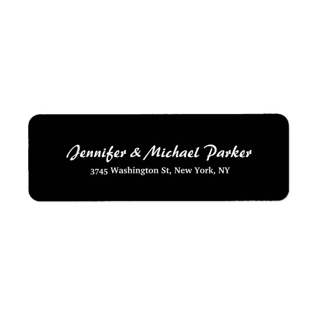Black Modern Kreativ Push Script-familj Returadress Etikett (Framsidan)