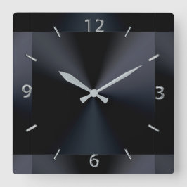 Black Modern Metallic Wall Clock Fyrkantig Klocka