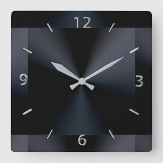 Black Modern Metallic Wall Clock Fyrkantig Klocka
