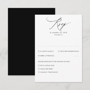 Black Modern Minimal Bröllop OSA Card Kort