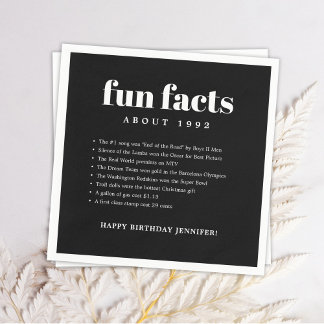 Black Modern Minimal Roligt Facts Birthday År Pappersservett