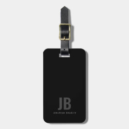 Black Modern Minimalist 2 Brev Monogram Bagagebricka