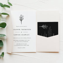 Black Modern Minimalist Blommigt Bouquet Bröllop