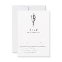 Black Modern Minimalist Blommigt Bouquet Bröllop