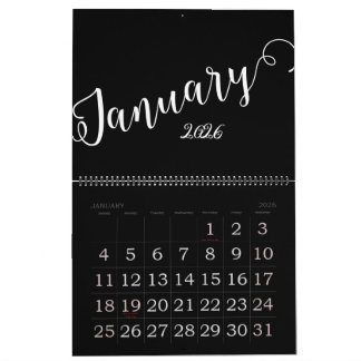 Black | Modern, Minimalist Calendar Kalender