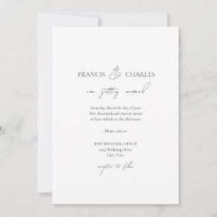Black Modern Minimalist Classic Wedding-inbjudan Inbjudningar