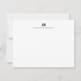 Black Modern Minimalist Monogram-Professionell Anteckningskort