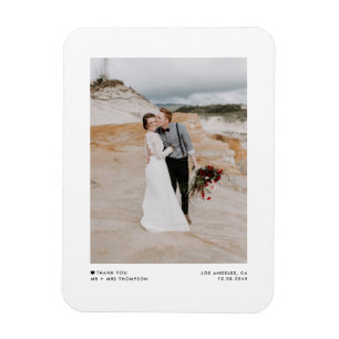 Black Modern Minimalist Photo Bröllop Tack Magnet