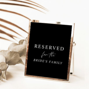Black Modern Minimalist Reserved Bröllop Sign Inbjudningar