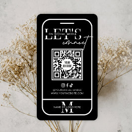 Black Modern Minimalist Social Media QR-kod Visitkort