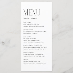 Black Modern Minimalist Typography Bröllop Meny