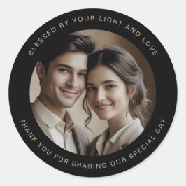 Black Modern Minimalist Wedding Guest Gift Simple Runt Klistermärke