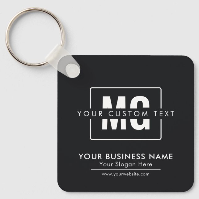 Black Modern Monogram Logotyp Promotive Business Nyckelring (Framsida)