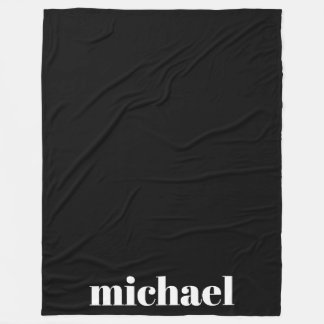 Black Modern Monogram Personlig Namn Fleecefilt