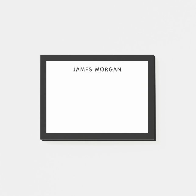 Black Modern Namn Professionell Post-it Block (Framsida)