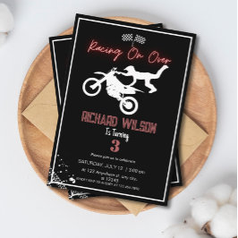 Black Modern Neon Dirt Bike Birthday Inbjudningar