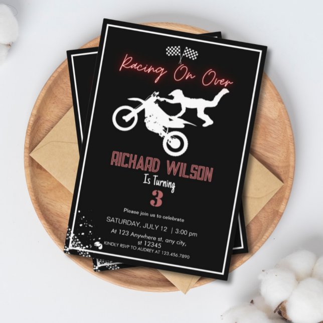 Black Modern Neon Dirt Bike Birthday Inbjudningar (Skapare uppladdad)