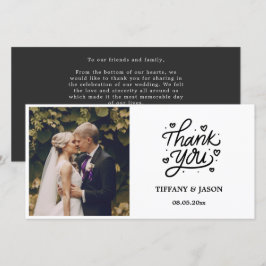 Black Modern Photo Calligraphy Heart Minimalist Tack Kort