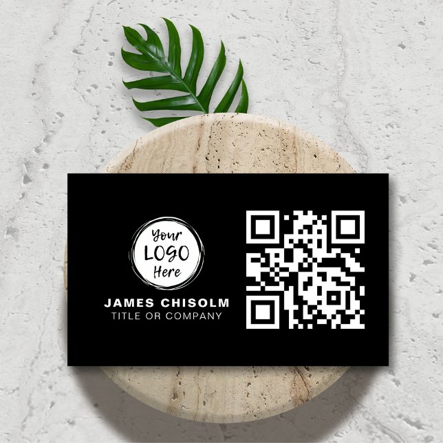 Black Modern Professionell Business Logotyp QR-kod Visitkort (Skapare uppladdad)