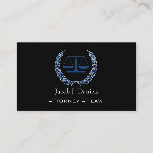 Black Modern Professionell Lawyer Attorney Busines Visitkort (Framsida)