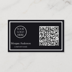 Black Modern Professionell QR Code Business Logoty Visitkort