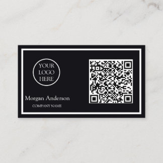 Black Modern Professionell QR Code Business Logoty Visitkort