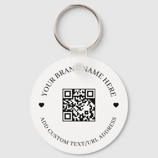 Black Modern QR Code Business Budget Round  Nyckelring (Framsida)