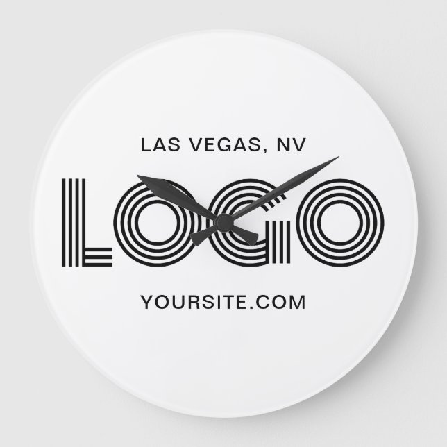 Black Modern Rectangular Logo Stor Klocka (Framsida)