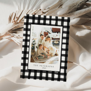 Black Modern Retro Pput Family Photo Julafton Julkort