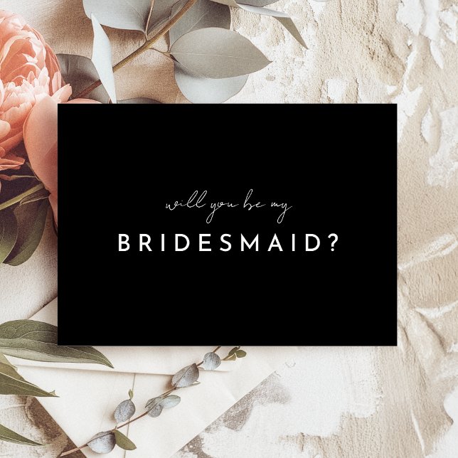 Black Modern Script Bridesmaid Frieri kort (Skapare uppladdad)