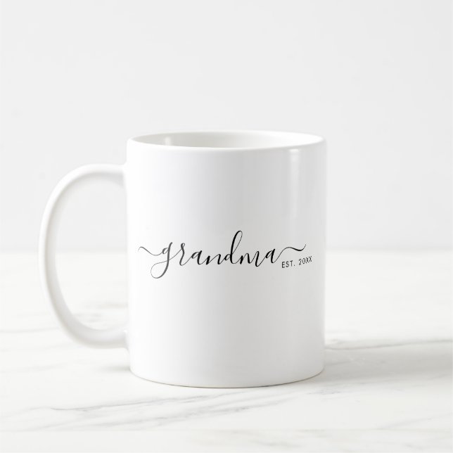 Black Modern Script Established Grandma Kaffemugg (Vänster)