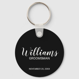 Black Modern Script Personlig Groomsman Nyckelring
