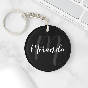 Black Modern Script Personlig Monogram och Namn