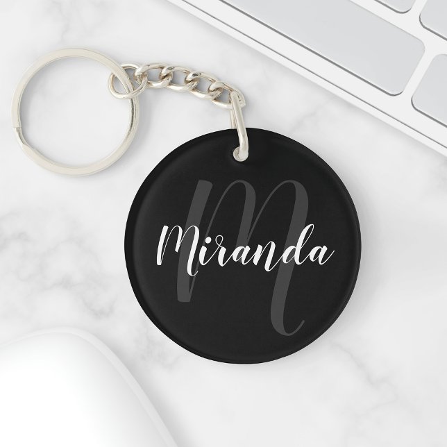 Black Modern Script Personlig Monogram och Namn (Skapare uppladdad)