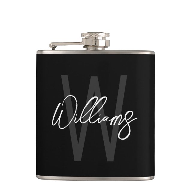 Black Modern Script Personlig Monogram och Namn Fickplunta (Framsidan)
