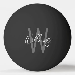 Black Modern Script Personlig Monogram och Namn Pingisboll