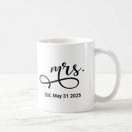 Black Modern Script Personligt bröllp Newlyed Kaffemugg