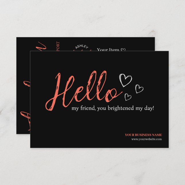 Black Modern Script QR-kod, Tack Business Tilläggskort (Fram/baksida)