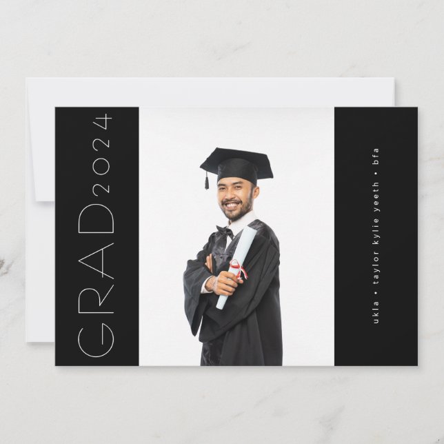 Black Modern Sideways Grad Photo Meddelande (Framsida)