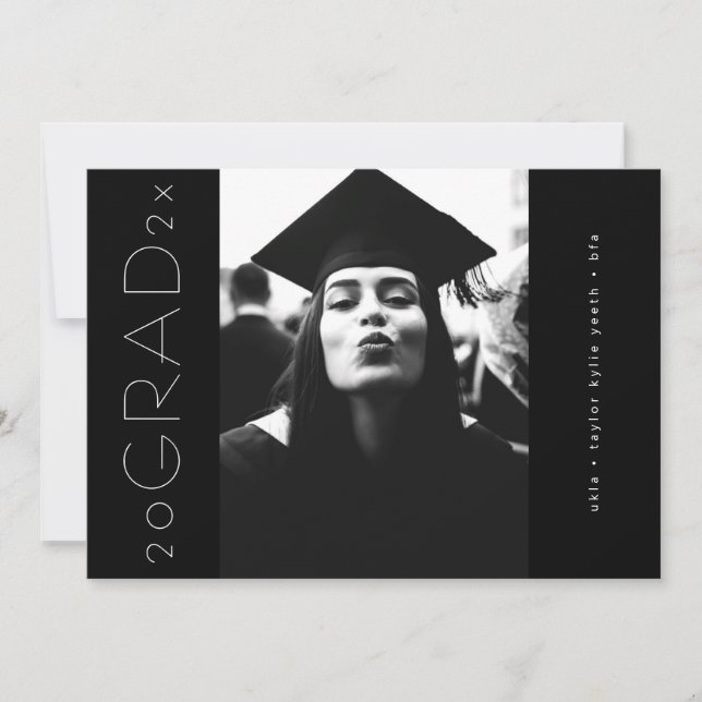 Black Modern Sideways Grad Photo Meddelande (Framsida)