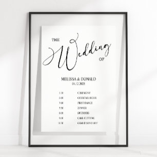 Black Modern Simple Bröllopsprogram Schedule Poster