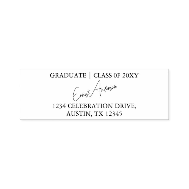 Black Modern Simple Chic Studenten Returadress Självfärgande Stämpel (Design)