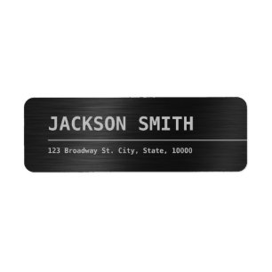Black Modern Simple Namn retur-adressetikett Returadress Etikett