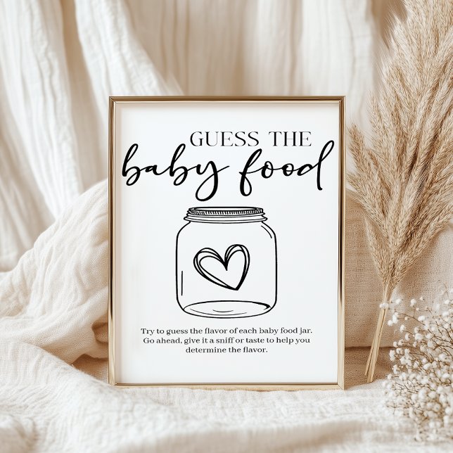 Black Modern Simple Script Baby Guess Baby Food Poster (Skapare uppladdad)